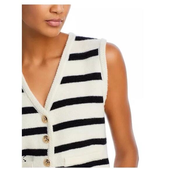Line & Dot Tumi Top Striped Sleeveless Sweater Gold Buttons Sz S NWT $88 - Picture 10 of 14